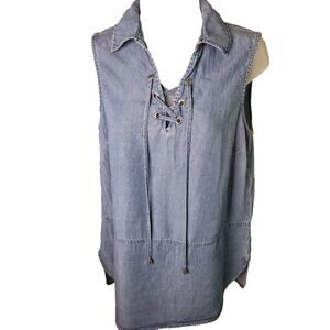 Jones New York Denim Look Collared Sleeveless ‎ Small